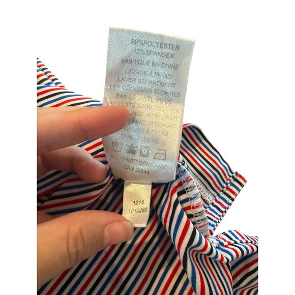 FootJoy Mens Polo Shirt L Red Blue Stripe Keene Trace Golf FJ Logo Performance - Picture 8 of 10